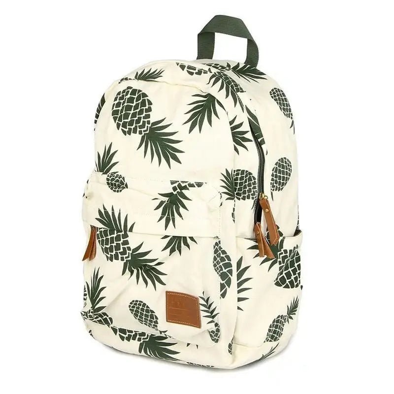 Cartable ananas blanc avec motif de ananas vert, sac à dos tendance pour enfants