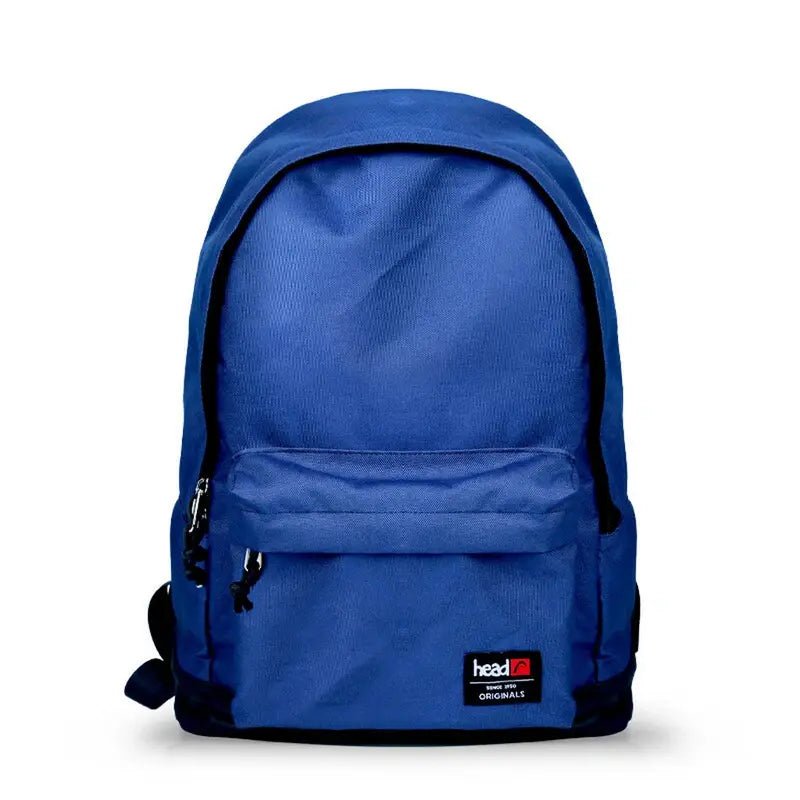 Sac à dos fille casual en tissu bleu royal avec poche frontale et accents noirs