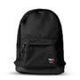 Sac à dos en toile noire avec poche frontale et deux fermetures éclair pour fille casuale