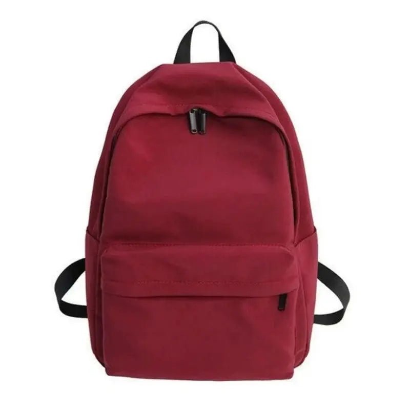 Sac à dos décontracté fille d’école en tissu marron avec zips et bretelles noires
