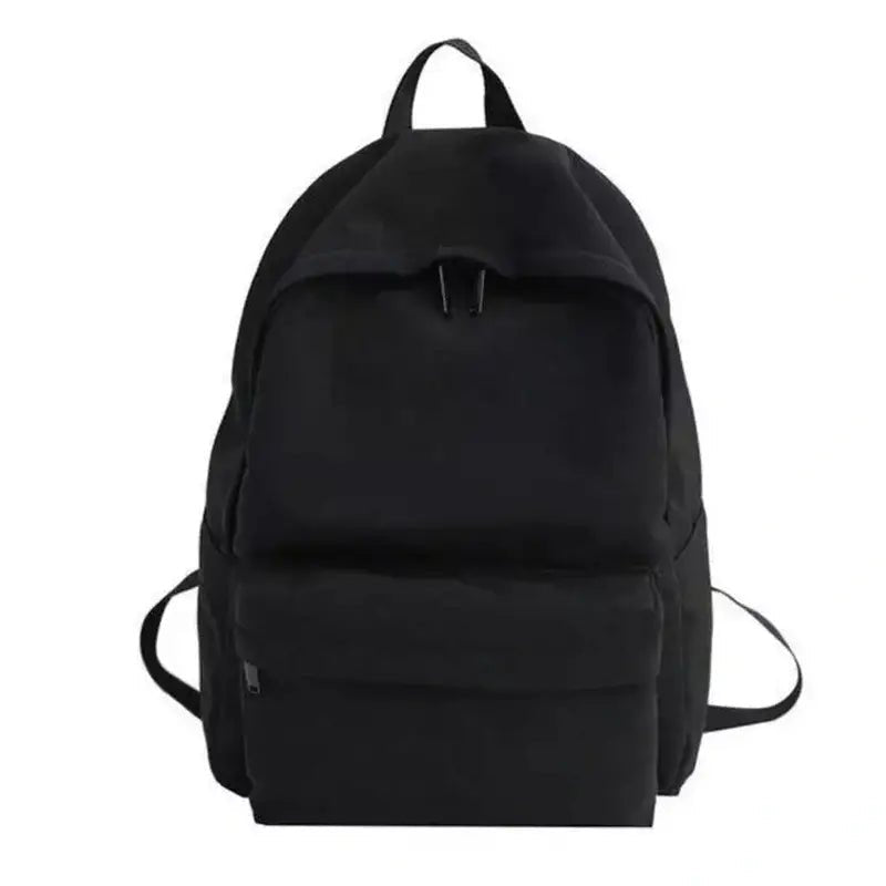 Sac à dos noir décontracté pour fille d’école avec poignée supérieure et poches frontales