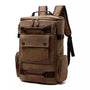 Sac à dos en toile marron avec plusieurs compartiments et accents en cuir pour homme casual