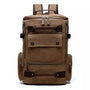 Sac à dos homme casual en toile marron avec accents en cuir et multiples poches
