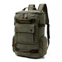 Sac à dos homme casual en toile olive vert avec accents en cuir marron et plusieurs compartiments