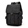 Sac à dos homme en toile canvas gris foncé avec rabat, cordon et poches latérales