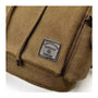 Sac messager homme en toile canvas marron avec patch en cuir noir, style élégant