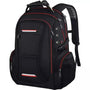 Sac à dos homme multifonction noir avec accents rouges et multiples compartiments