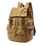 Sac à dos en toile beige avec sangles et boucles en cuir marron, cartable homme casual