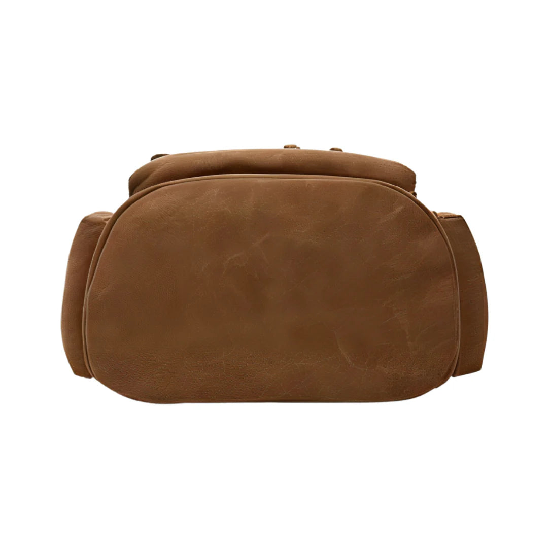 Cartable homme casual en cuir marron texturé aux bords arrondis