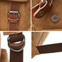 Cartable homme casual en toile tan avec sangles cuir marron et ferrures métal
