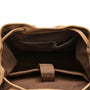 Sac à dos en toile beige avec intérieur marron et sangle côtelée