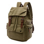 Sac à dos en toile vert olive avec sangles et boucles en cuir marron, cartable homme casual