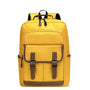 Sac à dos jaune solide pour ordinateur femme avec accents en faux cuir marron