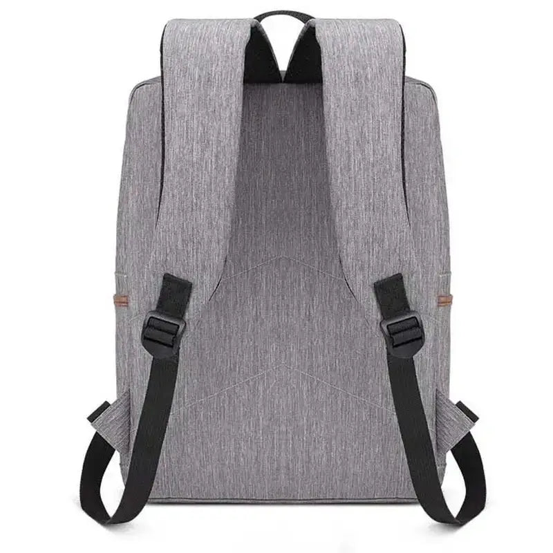 Sac à dos en tissu gris avec bretelles noires ajustables pour femme ordinateur