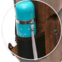 Bouteille isotherme turquoise à pois blancs, sangle assortie, pour cartable travail homme