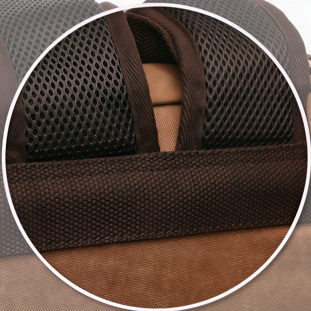 Bretelle de cartable travail homme en maille brune tissée avec doublure intérieure beige