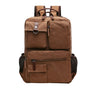 Cartable travail homme en toile marron avec accents cuir et compartiments zippés