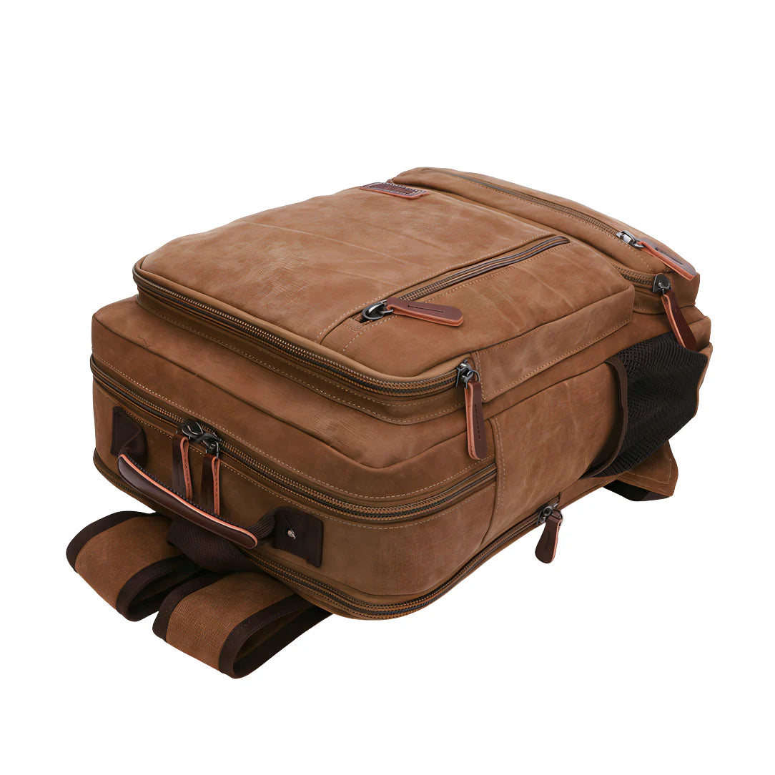 Cartable vintage homme en toile suede marron avec accents cuir