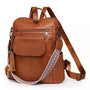 Sac à dos en similicuir marron pour femme avec bandoulière à motif et pendentif tassel