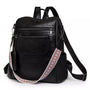 Sac à dos en similicuir noir pour femme avec poches zippées et bandoulière amovible