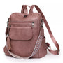 Sac à dos en similicuir rose poussière avec poches zippées, bandoulière solide et détachable