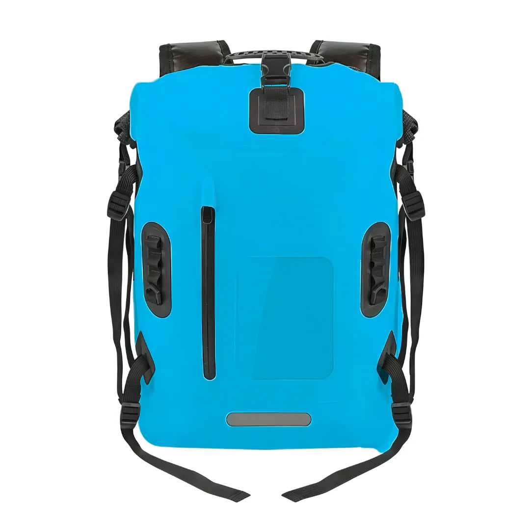 Sac à dos imperméable bleu vif avec sangles et boucles noires