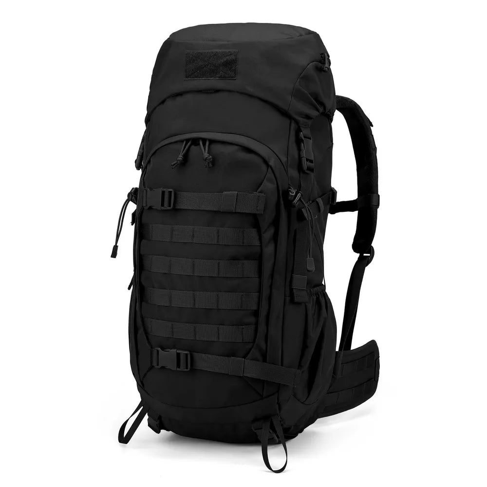 Sac à dos militaire noir 50L 600D avec webbing MOLLE et multiples sangles