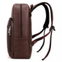 Sac à dos en cuir marron pour homme avec plusieurs compartiments zippés et bretelles ajustables
