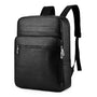 Sac à dos en faux cuir noir pour homme avec plusieurs compartiments zippés