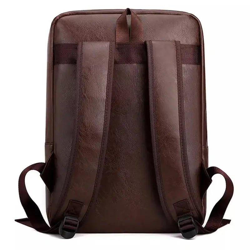 Sac à dos en cuir marron foncé pour homme avec bretelles ajustables