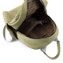 Sac à dos en cuir vert pâle avec doublure rayée et poche zippée intérieure