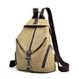 Sac à dos femme de ville beige en toile avec bretelles et accents marron foncé