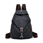 Sac à dos femme de ville en toile gris foncé avec bretelles marron et ferrures argentées