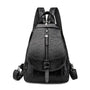 Sac à dos femme en cuir faux noir avec poche zippée et détail boucle