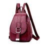 Sac à dos en cuir marron avec boucle en argent et logo Kangaroo pour femme tendance