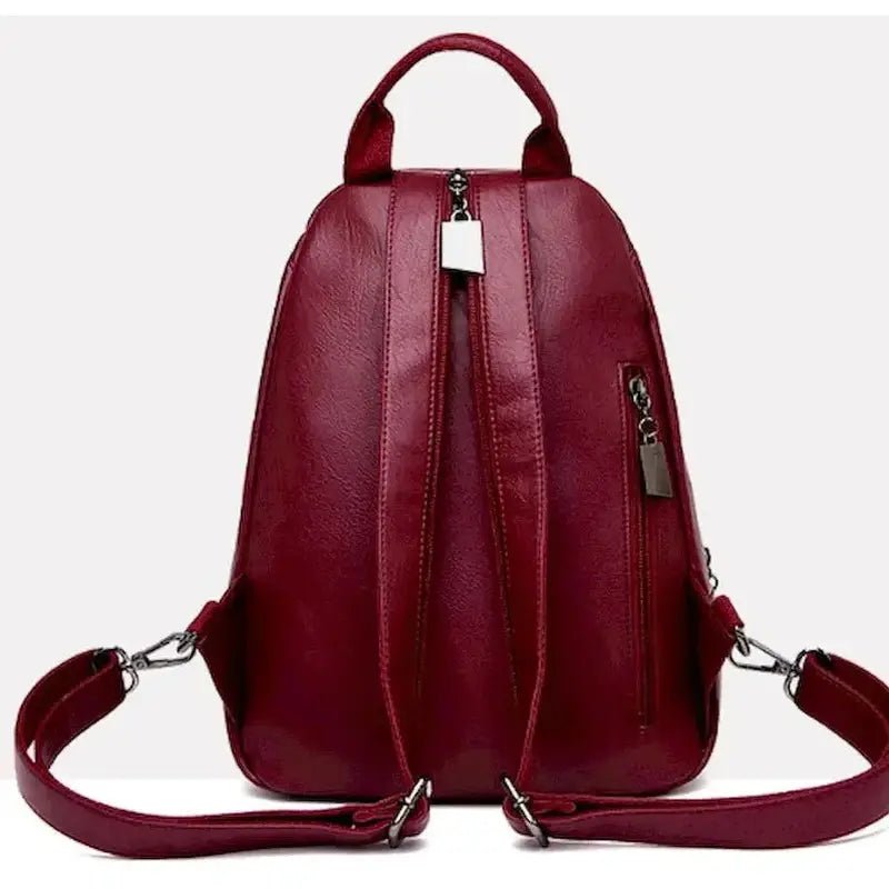 Sac à dos femme en cuir tendance marron faux avec poches zippées et bretelles ajustables