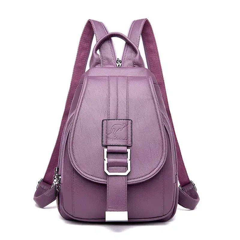 Sac à dos mini en cuir violet tendance avec fermeture à boucle pour femme
