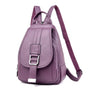 Sac à dos femme en cuir tendance violet avec rabat et boucle de fermeture