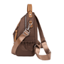 Sac à dos femme fashion en nylon brun et cuir avec bretelles ajustables
