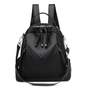Sac à dos femme fashion en nylon et cuir noir convertible avec zips et sangles