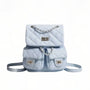 Petit sac à dos Granit bleu clair matelassé avec quincaillerie argentée et sangle chaîne