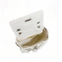Petit sac à dos Granit en cuir blanc clouté avec ferrures argentées