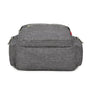 Sac à dos à langer en tissu melange gris avec plusieurs compartiments zippés