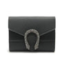 Portefeuille chic en cuir en cuir noir avec boucle en forme de fer à cheval argenté