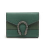 Portefeuille chic en cuir vert avec texture et boucle en fer à cheval argenté