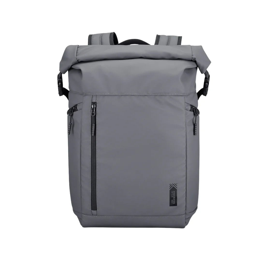 Sac à dos gris à rouleau Nebula XB avec plusieurs poches zippées