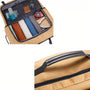 Sac à dos en toile beige 17 pouces avec accents noirs et intérieur rembourré