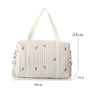 Sac à bandoulière en coton pour bébé avec sac de voyage matelassé blanc cassé et broderie florale