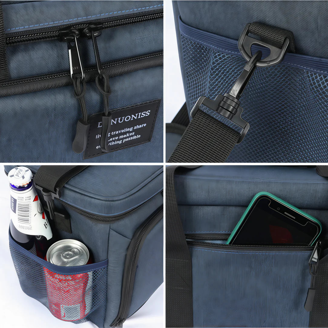 Sac à bandoulière isotherme 10L avec sac réfrigérant bleu, compartiments et bandoulière