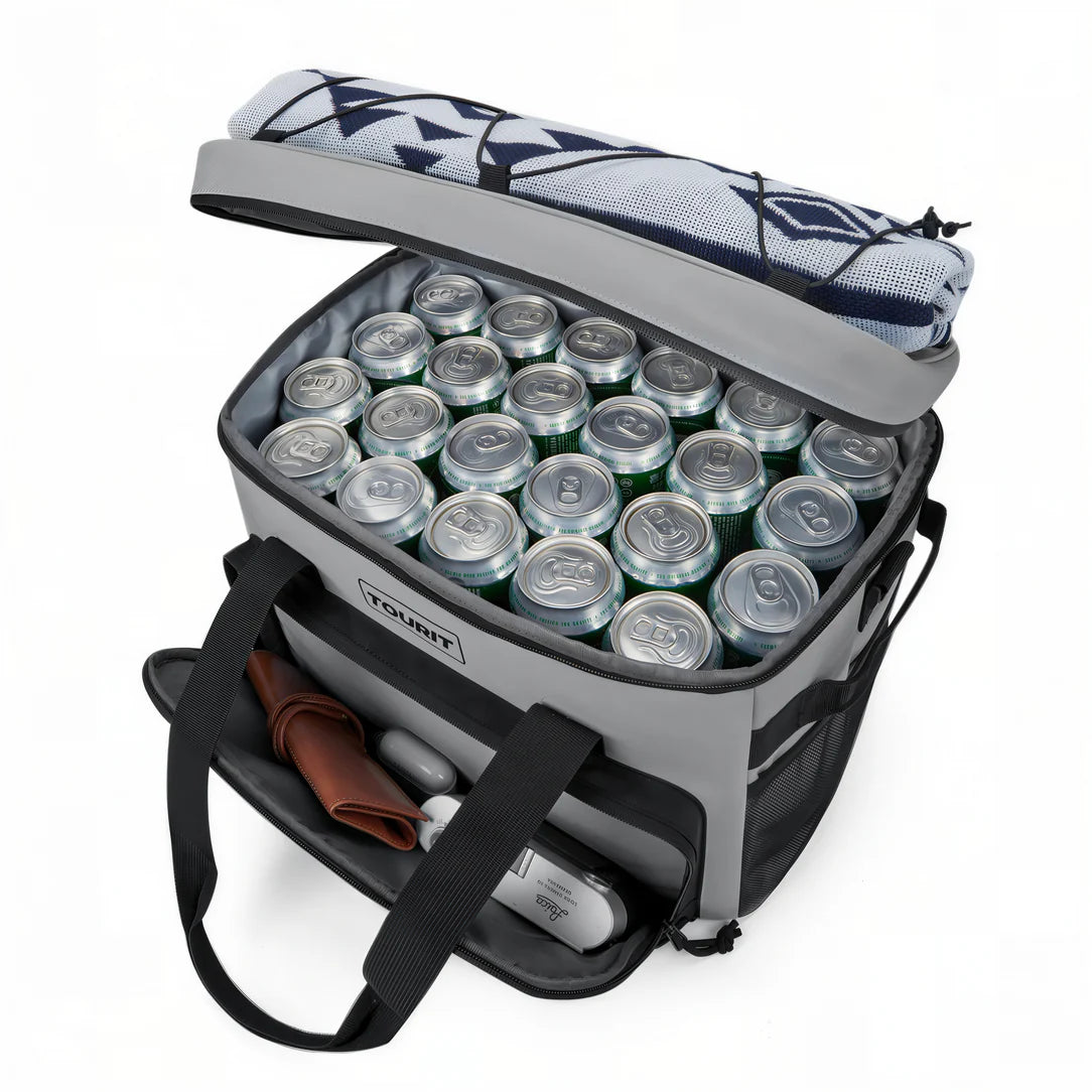 Sac à bandoulière isotherme grand format 32L avec sac isotherme gris et compartiment accessoires
